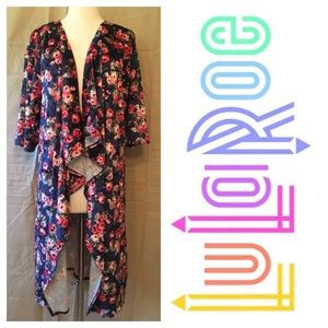 LuLaRoe Shirley Velvet Floral Kimono Cardigan M